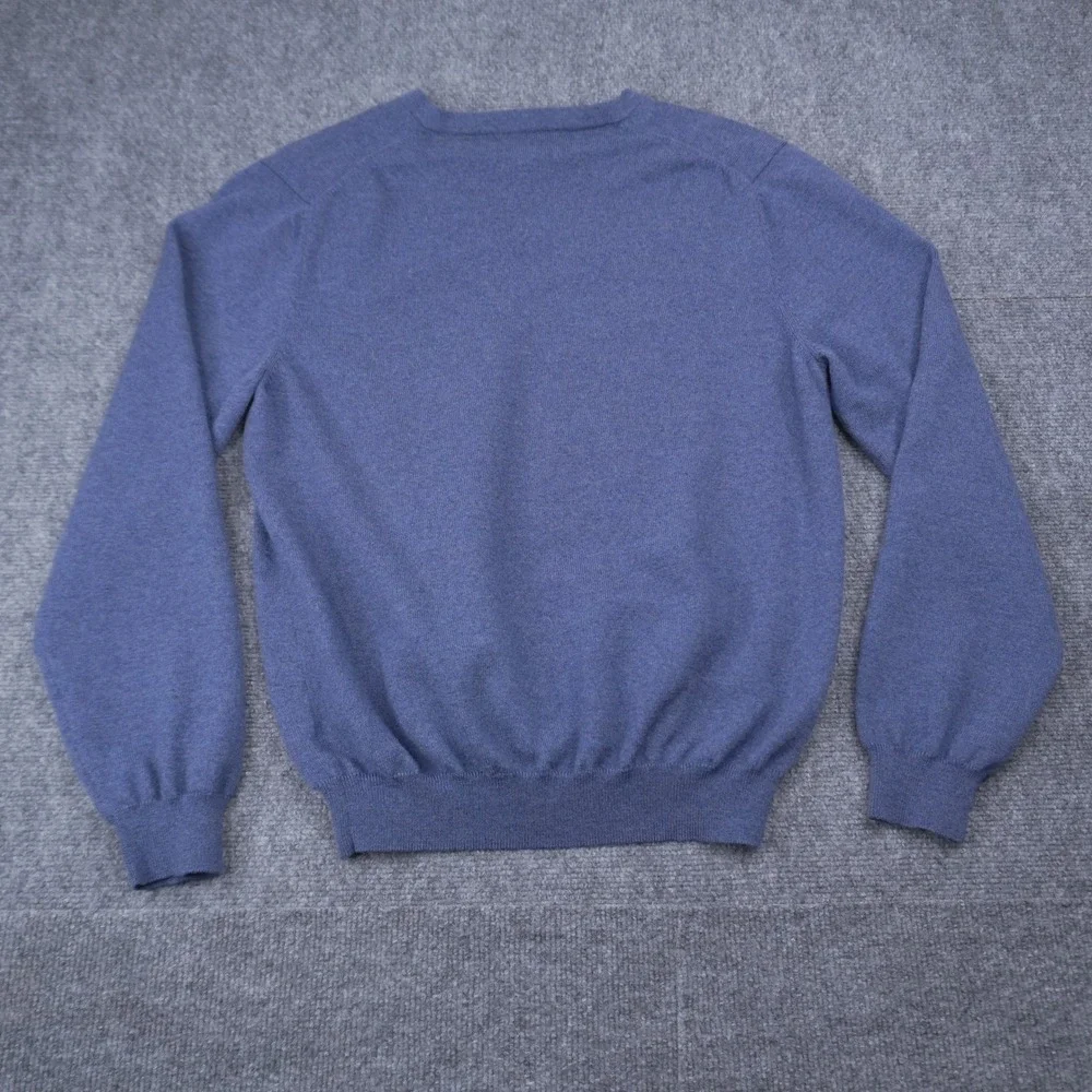 Brooks Brothers V-Neck Sweater Mens Medium Blue Extra Fine Italian Merino Wool